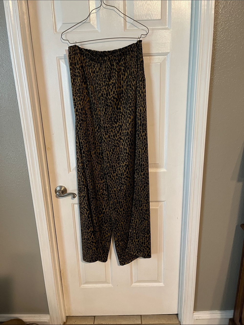 Maternity Leopard Print Wide Leg Pants - Black and Olive